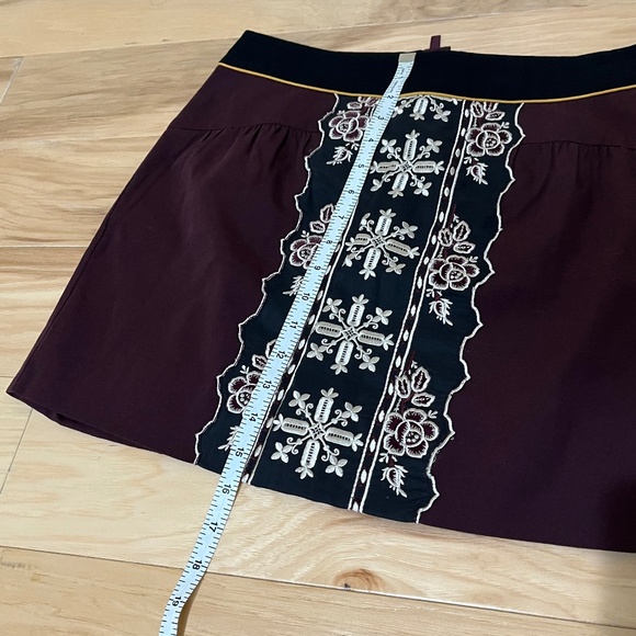 Anthropologie Floreat Embroidered Color Block Mini Skirt Size 4 - Picture 6 of 7